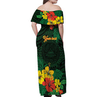 American Samoa Manu'atele Personalized Family Matching Off Shoulder Maxi Dress and Hawaiian Shirt Manua Island Hibiscus Flowers