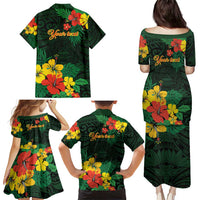 American Samoa Manu'atele Personalized Family Matching Puletasi and Hawaiian Shirt Manua Island Hibiscus Flowers