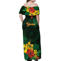 American Samoa Manu'atele Personalized Off Shoulder Maxi Dress Manua Island Hibiscus Flowers