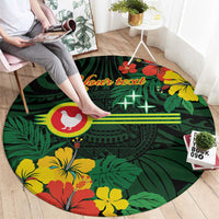American Samoa Manu'atele Personalized Round Carpet Manua Island Hibiscus Flowers