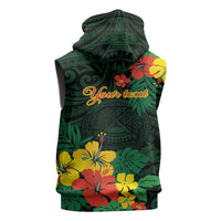 American Samoa Manu'atele Personalized Sleeveless Zip Hoodie Manua Island Hibiscus Flowers LT9