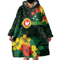 American Samoa Manu'atele Personalized Wearable Blanket Hoodie Manua Island Hibiscus Flowers