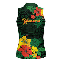 American Samoa Manu'atele Personalized Women Sleeveless Polo Shirt Manua Island Hibiscus Flowers