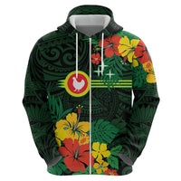 American Samoa Manu'atele Personalized Zip Hoodie Manua Island Hibiscus Flowers
