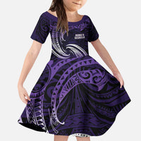 Manua Segaula American Samoa High School Personalized Kid Short Sleeve Dress Polynesian Wave Style