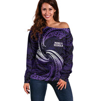 Manua Segaula American Samoa High School Personalized Off Shoulder Sweater Polynesian Wave Style