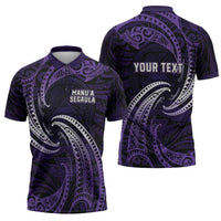 Manua Segaula American Samoa High School Personalized Zipper Polo Shirt Polynesian Wave Style - Polynesian Pride