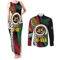 Ni-Van Vanuatu 45th Yumi Yumi Yumi Couples Matching Tank Maxi Dress and Long Sleeve Button Shirt Vanuatuan Boar Tusk Polynesian Pattern