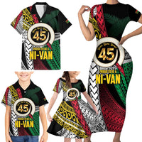 Ni-Van Vanuatu 45th Yumi Yumi Yumi Family Matching Short Sleeve Bodycon Dress and Hawaiian Shirt Vanuatuan Boar Tusk Polynesian Pattern