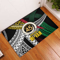 Ni-Van Vanuatu 45th Yumi Yumi Yumi Rubber Doormat Vanuatuan Boar Tusk Polynesian Pattern
