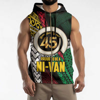 Ni-Van Vanuatu 45th Yumi Yumi Yumi Sleeveless Zip Hoodie Vanuatuan Boar Tusk Polynesian Pattern - Polynesian Pride
