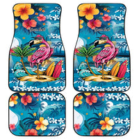 Hawaiian Flamingo Hibiscus Personalised Car Mats Blue Summer Tropical Flowers - Polynesian Pride
