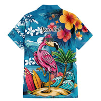 Hawaiian Flamingo Hibiscus Personalised Family Matching Mermaid Dress and Hawaiian Shirt Blue Summer Tropical Flowers LT9 - Polynesian Pride