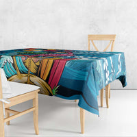 Hawaiian Flamingo Hibiscus Personalised Tablecloth Blue Summer Tropical Flowers - Polynesian Pride