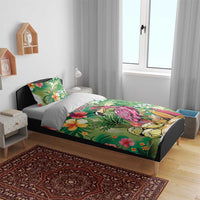 Hawaiian Flamingo Hibiscus Personalised Bedding Set Green Summer Tropical Flowers LT9 - Polynesian Pride