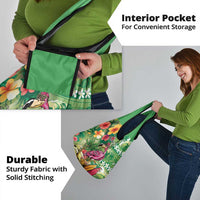 Hawaiian Flamingo Hibiscus Personalised Grocery Bag Green Summer Tropical Flowers - Polynesian Pride