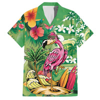 Hawaiian Flamingo Hibiscus Personalised Hawaiian Shirt Green Summer Tropical Flowers - Polynesian Pride