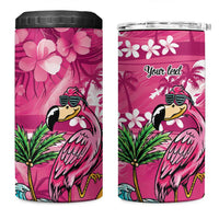 Hawaiian Flamingo Hibiscus Personalised 4 in 1 Can Cooler Tumbler Pink Summer Tropical Flowers - Polynesian Pride