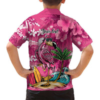 Hawaiian Flamingo Hibiscus Personalised Family Matching Off Shoulder Short Dress and Hawaiian Shirt Pink Summer Tropical Flowers LT9 - Polynesian Pride