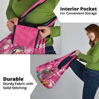 Hawaiian Flamingo Hibiscus Personalised Grocery Bag Pink Summer Tropical Flowers - Polynesian Pride