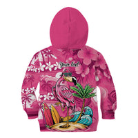 Hawaiian Flamingo Hibiscus Personalised Kid Hoodie Pink Summer Tropical Flowers - Polynesian Pride