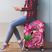 Hawaiian Flamingo Hibiscus Personalised Luggage Cover Pink Summer Tropical Flowers - Polynesian Pride