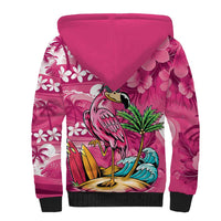 Hawaiian Flamingo Hibiscus Personalised Sherpa Hoodie Pink Summer Tropical Flowers - Polynesian Pride
