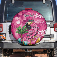 Hawaiian Flamingo Hibiscus Personalised Spare Tire Cover Pink Summer Tropical Flowers - Polynesian Pride