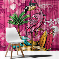 Hawaiian Flamingo Hibiscus Personalised Window Curtain Pink Summer Tropical Flowers - Polynesian Pride