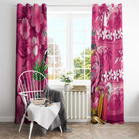 Hawaiian Flamingo Hibiscus Personalised Window Curtain Pink Summer Tropical Flowers - Polynesian Pride