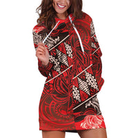 Vintage Ngatu Tribal Tonga Pattern Hoodie Dress - Polynesian Pride