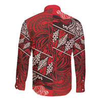 Vintage Ngatu Tribal Tonga Pattern Long Sleeve Button Shirt - Polynesian Pride