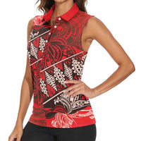 Vintage Ngatu Tribal Tonga Pattern Women Sleeveless Polo Shirt - Polynesian Pride