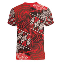 Vintage Ngatu Tribal Tonga Pattern Women V-Neck T-Shirt - Polynesian Pride