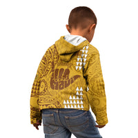 Strong Maui Kid Hoodie Good Living Hawaii with Shaka Sign Kakau Tribal Gold LT9 - Polynesian Pride