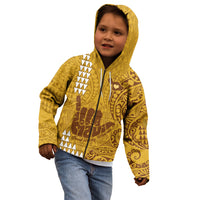Strong Maui Kid Hoodie Good Living Hawaii with Shaka Sign Kakau Tribal Gold LT9 - Polynesian Pride