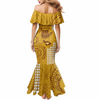 Strong Maui Mermaid Dress Good Living Hawaii with Shaka Sign Kakau Tribal Gold LT9 - Polynesian Pride