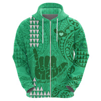 Strong Maui Hoodie Good Living Hawaii with Shaka Sign Kakau Tribal Green LT9 - Polynesian Pride