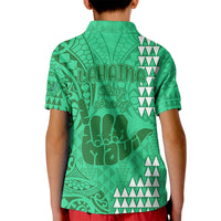 Strong Maui Kid Polo Shirt Good Living Hawaii with Shaka Sign Kakau Tribal Green LT9 - Polynesian Pride
