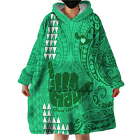 Strong Maui Wearable Blanket Hoodie Good Living Hawaii with Shaka Sign Kakau Tribal Green LT9 - Polynesian Pride