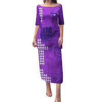 Strong Maui Puletasi Good Living Hawaii with Shaka Sign Kakau Tribal Purple LT9 Long Dress Purple - Polynesian Pride