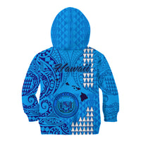 Maui Island Kid Hoodie Kakau Tribal Mixed Polynesian Pattern Blue LT9 - Polynesian Pride