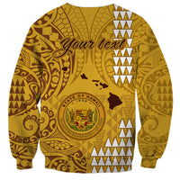 Personalised Maui Island Sweatshirt Kakau Tribal Mixed Polynesian Pattern Gold LT9 - Polynesian Pride