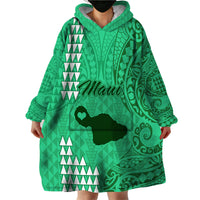 Maui Island Wearable Blanket Hoodie Kakau Tribal Mixed Polynesian Pattern Green LT9 - Polynesian Pride