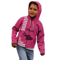 Personalised Maui Island Kid Hoodie Kakau Tribal Mixed Polynesian Pattern Pink LT9 - Polynesian Pride