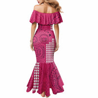 Personalised Maui Island Mermaid Dress Kakau Tribal Mixed Polynesian Pattern Pink LT9 - Polynesian Pride
