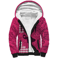 Personalised Maui Island Sherpa Hoodie Kakau Tribal Mixed Polynesian Pattern Pink LT9 Unisex Pink - Polynesian Pride