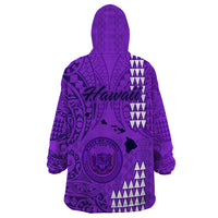 Maui Island Wearable Blanket Hoodie Kakau Tribal Mixed Polynesian Pattern Purple LT9 - Polynesian Pride