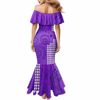 Personalised Maui Island Mermaid Dress Kakau Tribal Mixed Polynesian Pattern Purple LT9 - Polynesian Pride