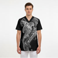 Pango Maori Tribal Hammershark Ghost Spirit Scrub Top